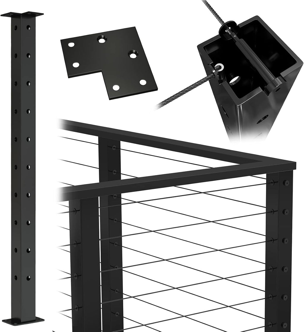 36x2x2 Stainless Steel Black Powder Coated Pre-Drilled Posts Pack of 2 W811429