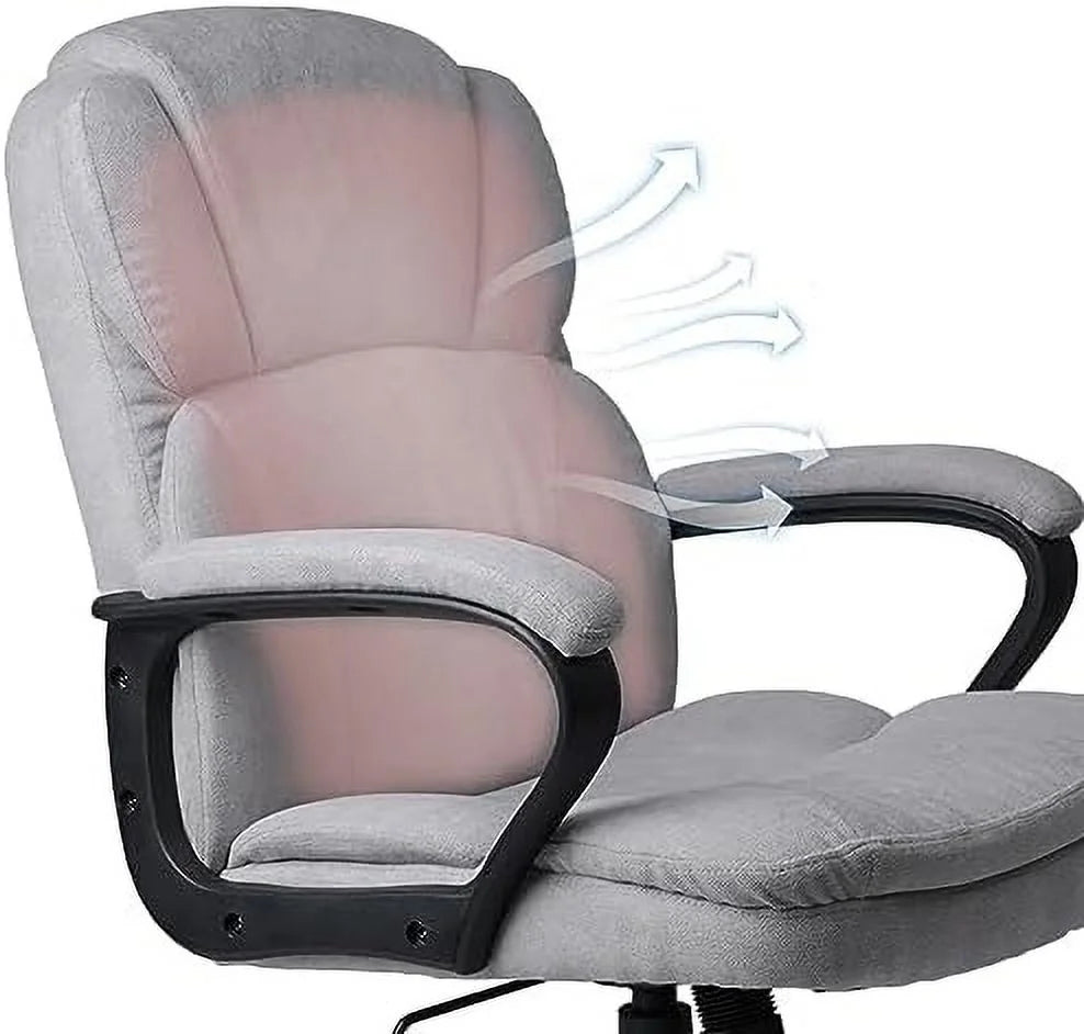 Ergonomic Upholstered Swivel Office Chair with Headrest and Armrest M9132