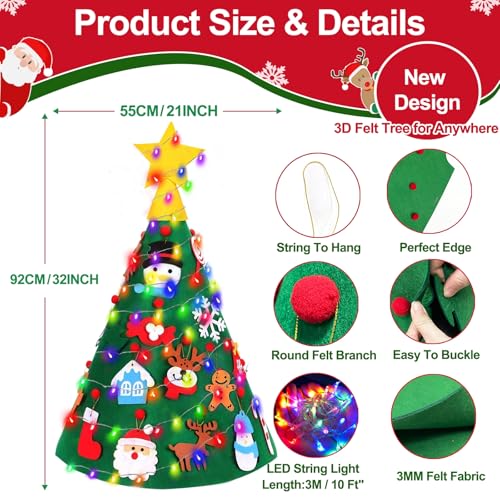 3D DIY Felt Christmas Tree with 20 Hanging Ornaments W838855