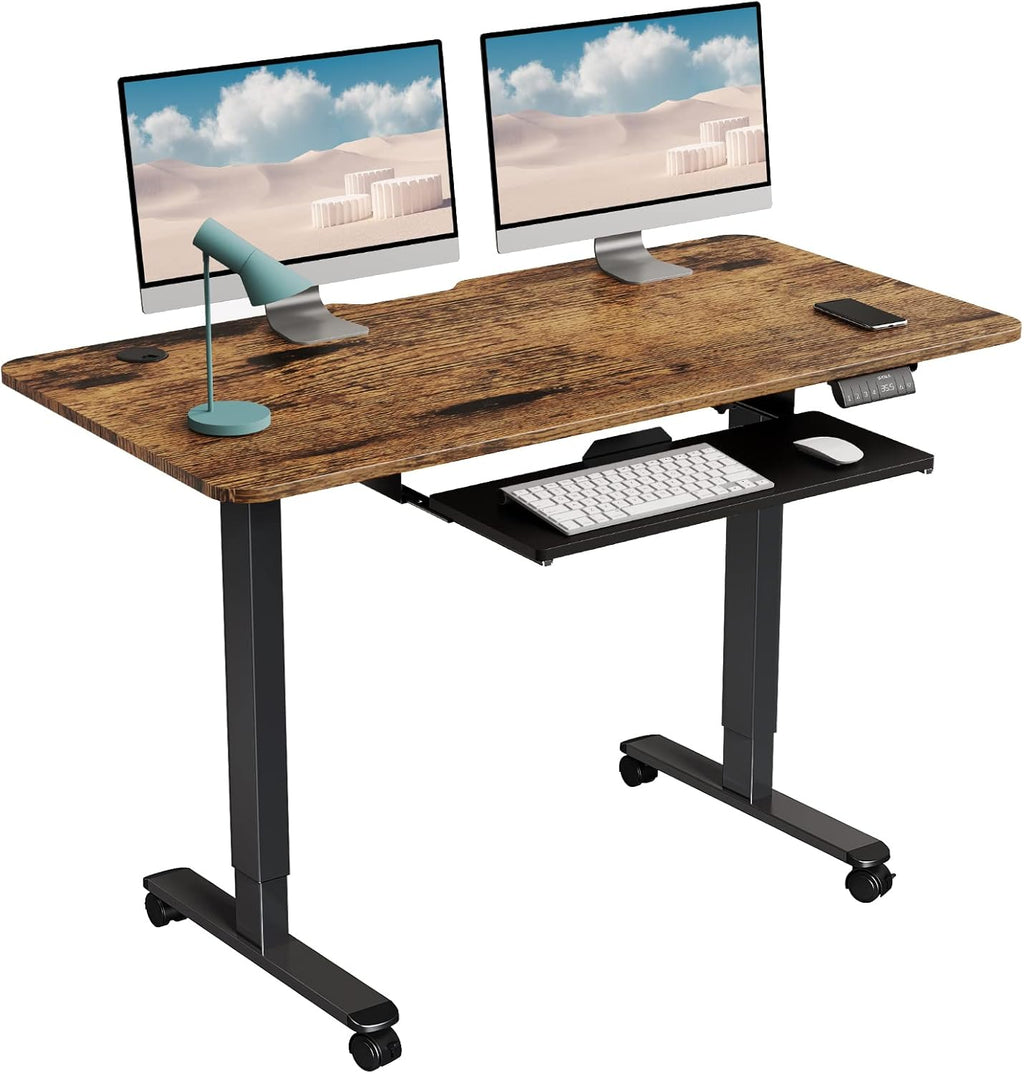 Black Electric Standing Desk with Keyboard Tray D264933