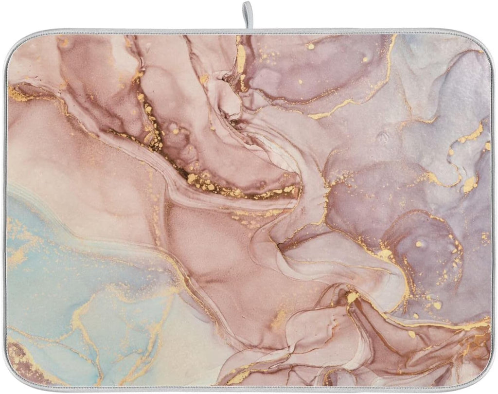 Gold Pink Marble Texture Dish Drying Mat 18x24Inch X980