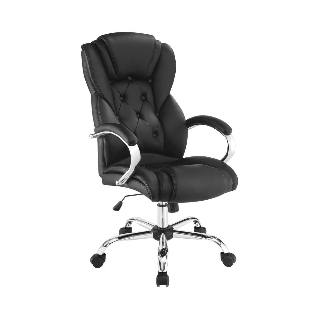 Black Upholstered Office Chair with Casters K751