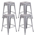 Stackable Industrial Metal Counter Stool Set of 4 Silver G79878