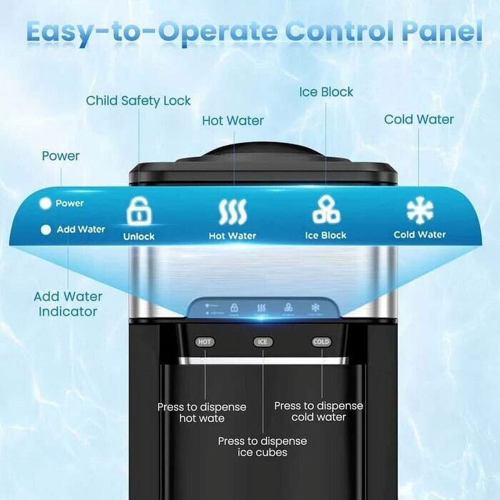 3 in 1 Countertop Water Cooler Dispenser Ice Maker with Ice Block 44 lb Ice Storage T5417