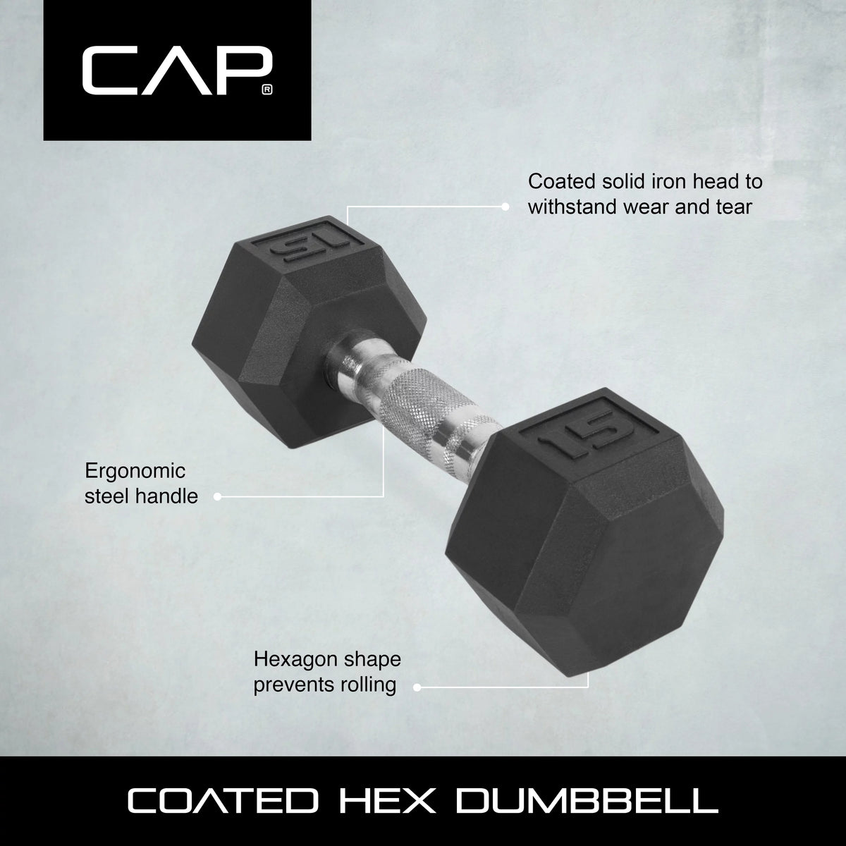 25lb Rubber Hex Dumbbell P2842