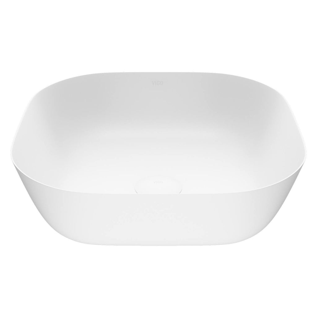 Matte Stone Vessel Bathroom Sink (White) Y578
