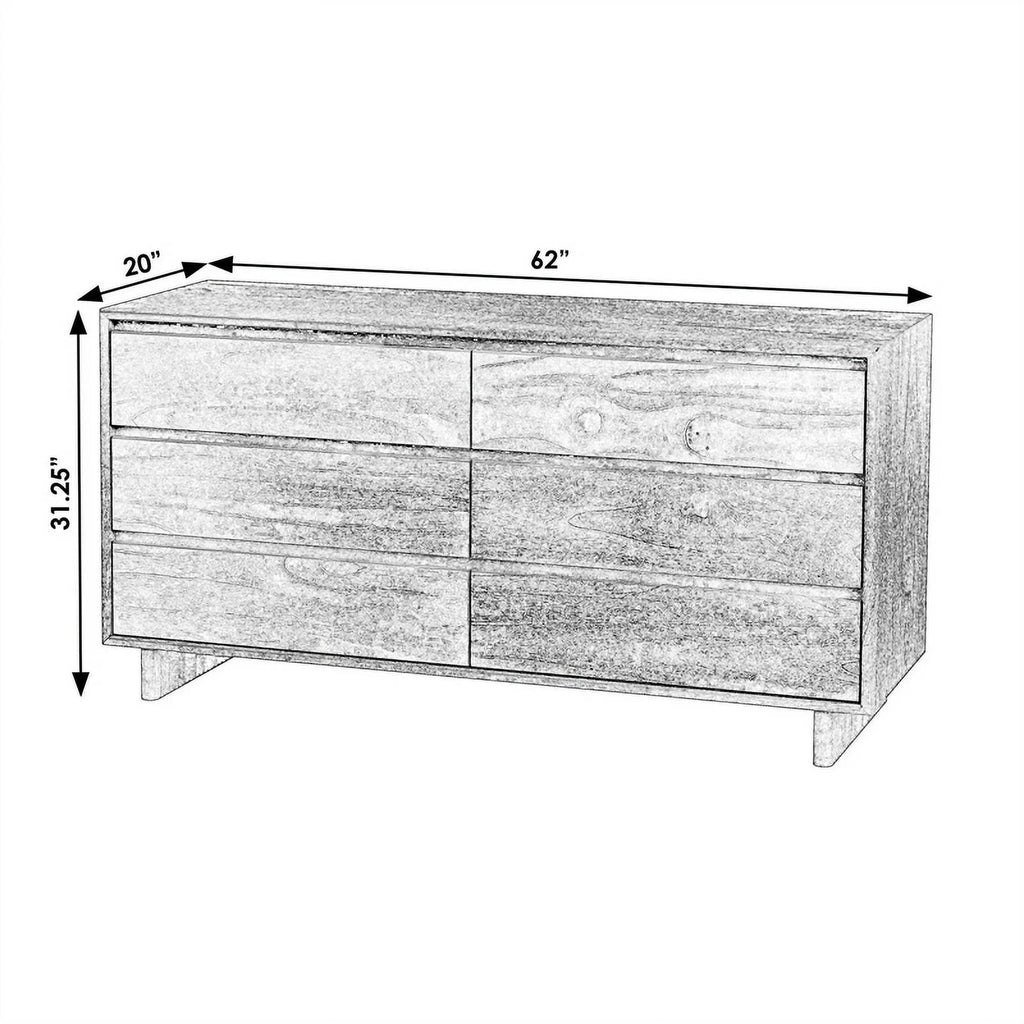 Brown 6 Drawer Wood Dresser S1757