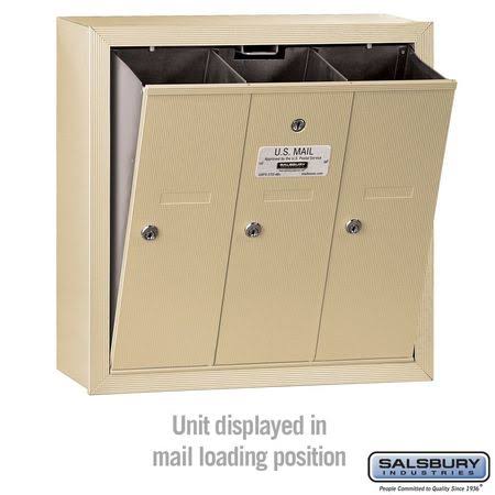 Vertical Mailbox - 3 Doors - Sandstone - Surface Mounted L92437
