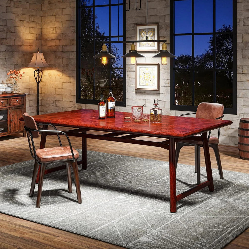 63" Rectangular Wood Dining Table with Metal Legs B440147