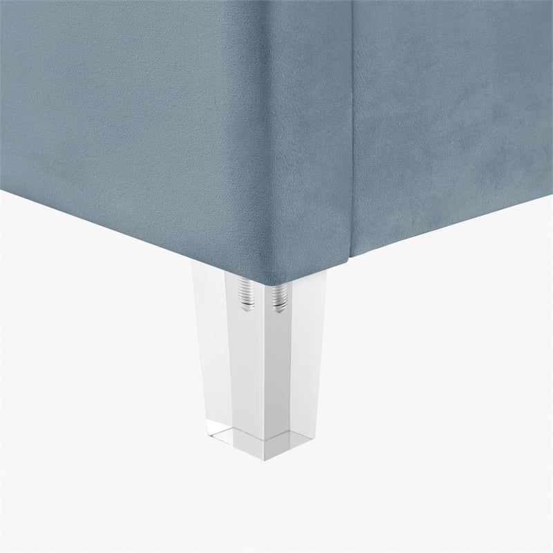 Velvet Full Platform Bed Slate Blue E6745