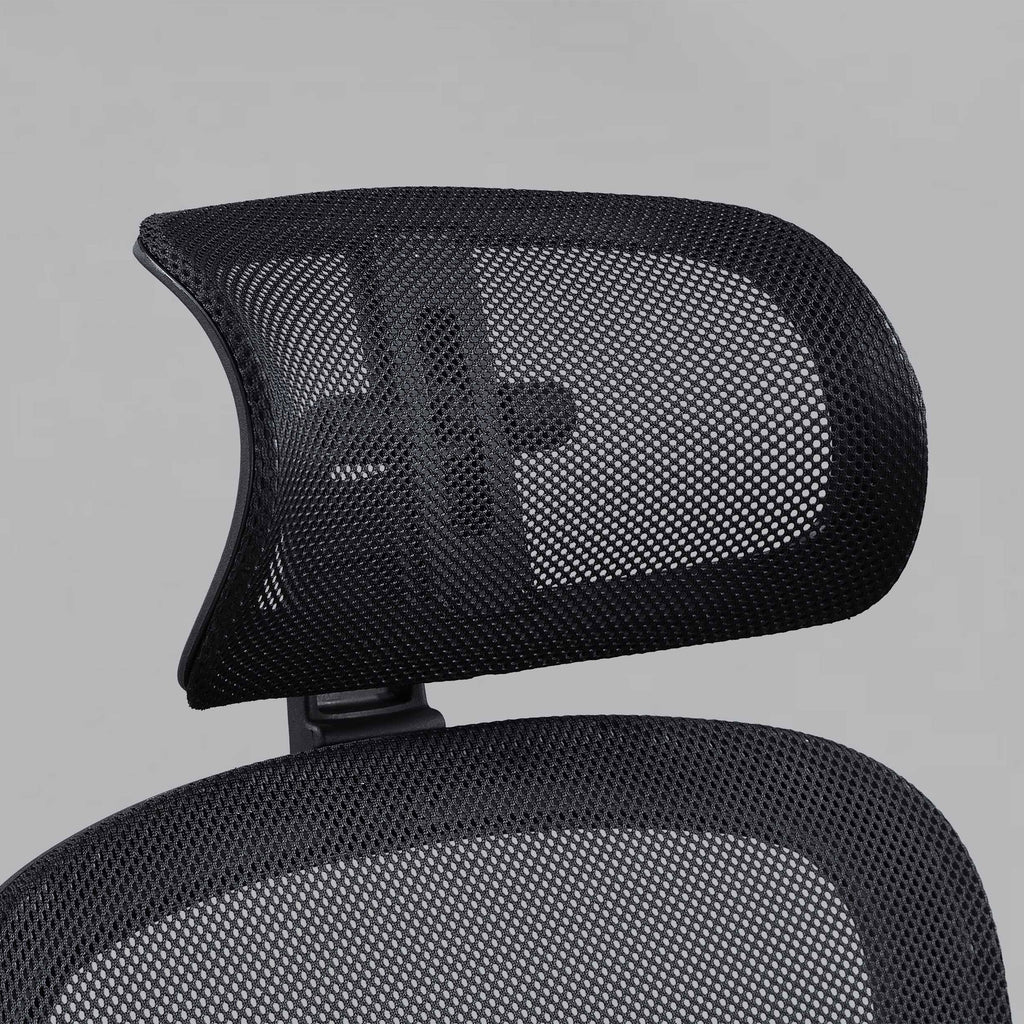 Black Fabric Ergonomic Office Chair with Adjustable Headrest U751342
