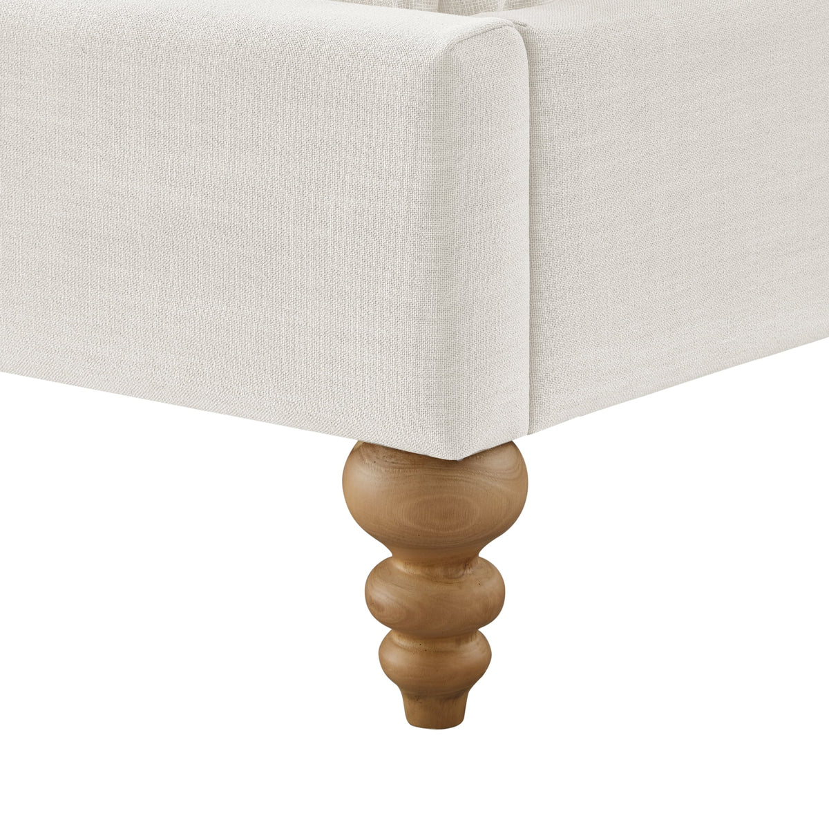 Cream White Tufted Linen Twin Size Bed Frame H31544