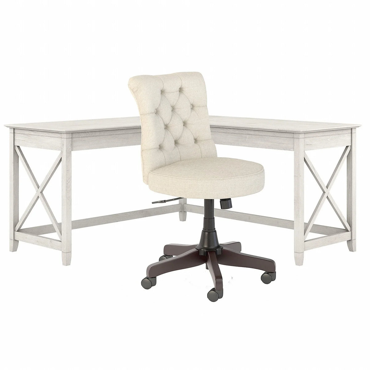 White Oak L-Shaped Desk and Chair Set A51672