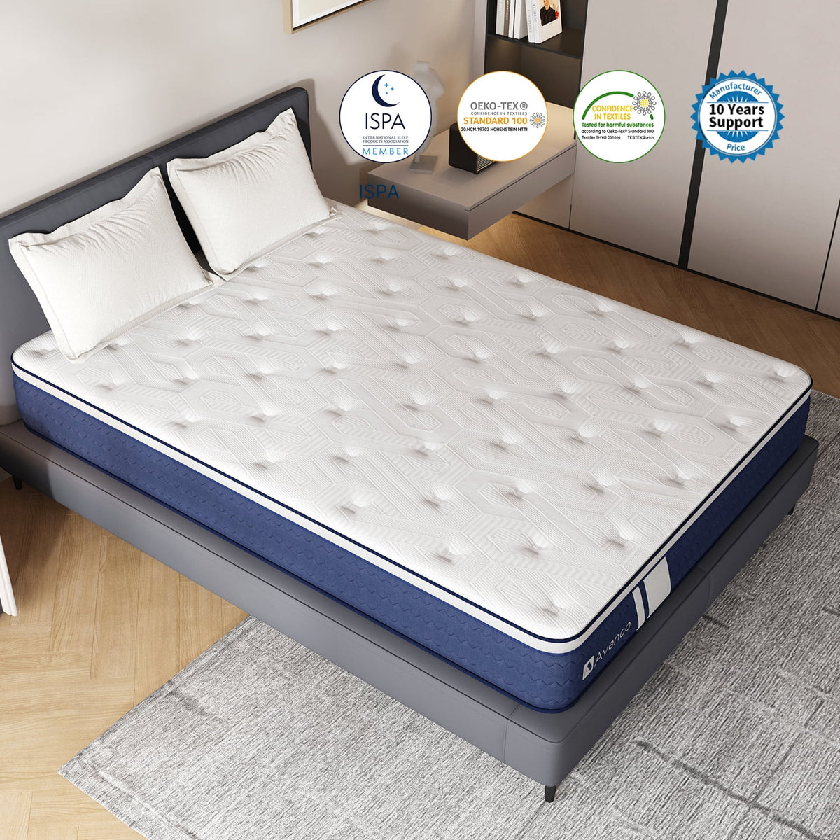 Queen Gel Memory Foam Pocket Spring Hybrid Mattress G559958