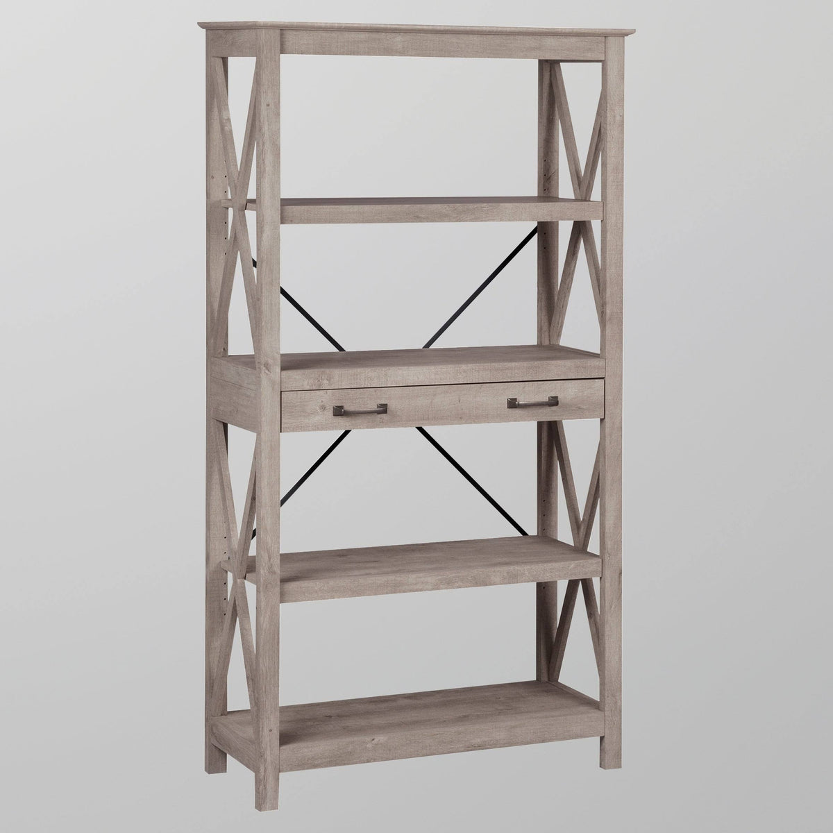 Washed Gray Bookcase with 2 Drawers O82626