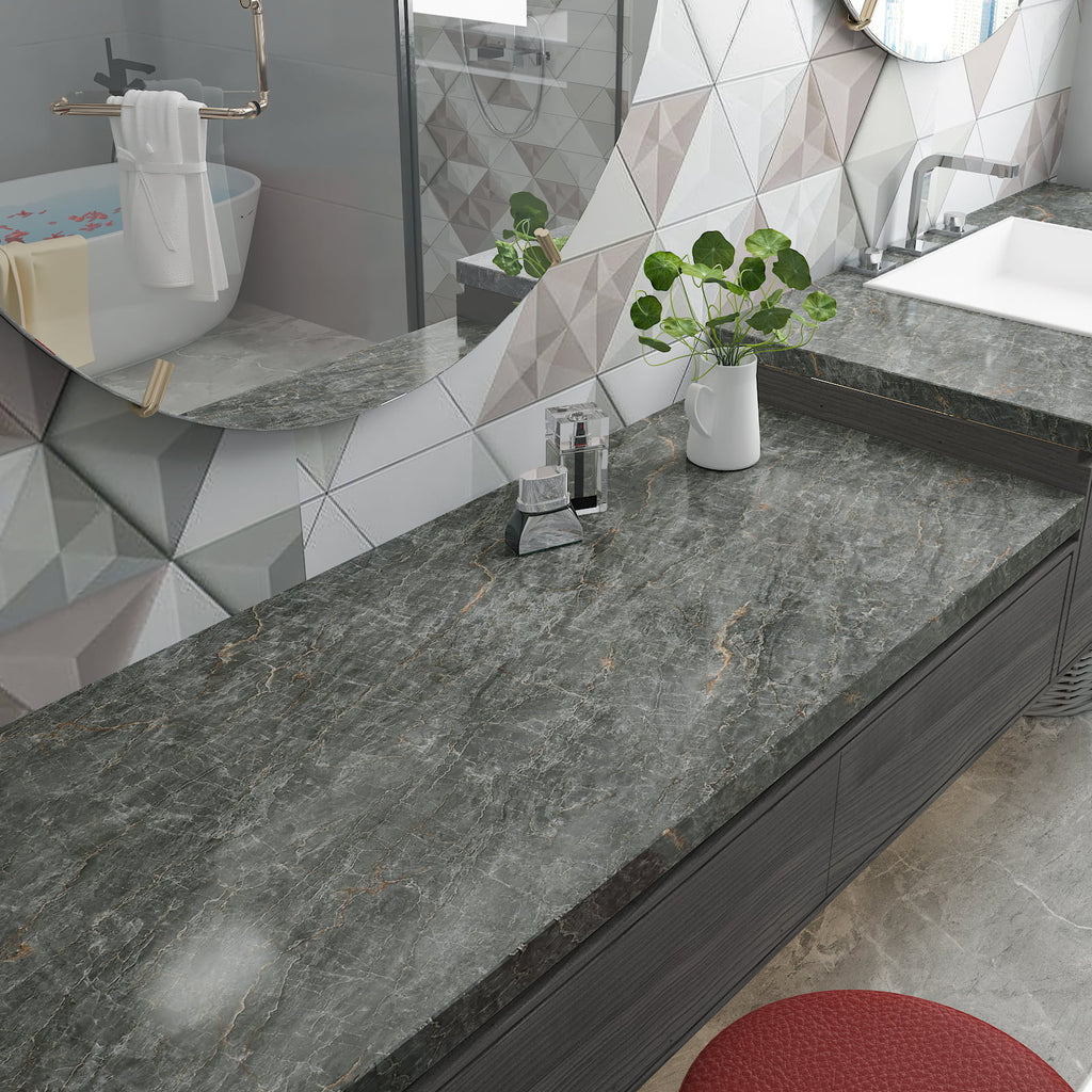24"x354" Grey Marble Peel and Stick Wallpaper V31600
