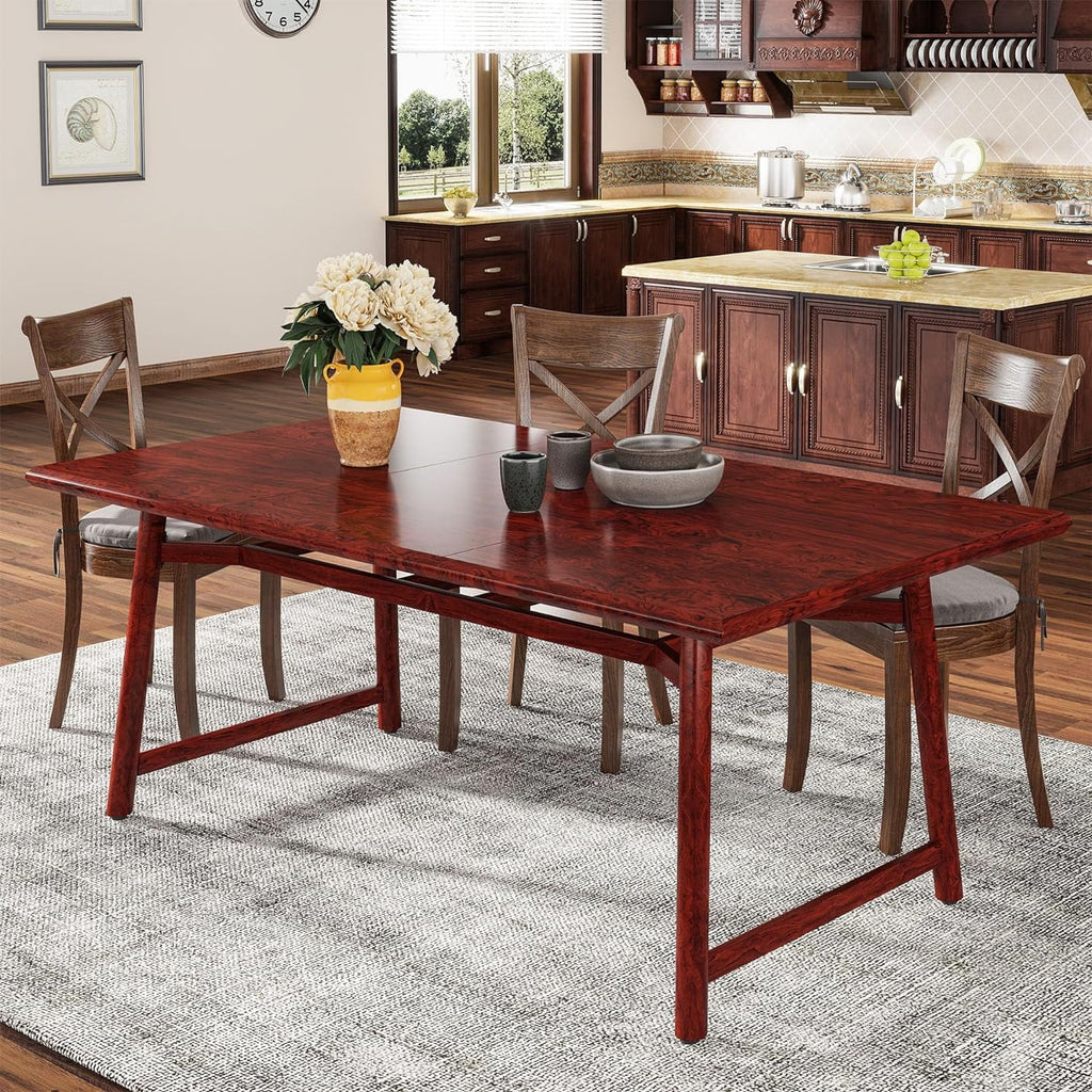 63" Rectangular Wood Dining Table with Metal Legs B440147