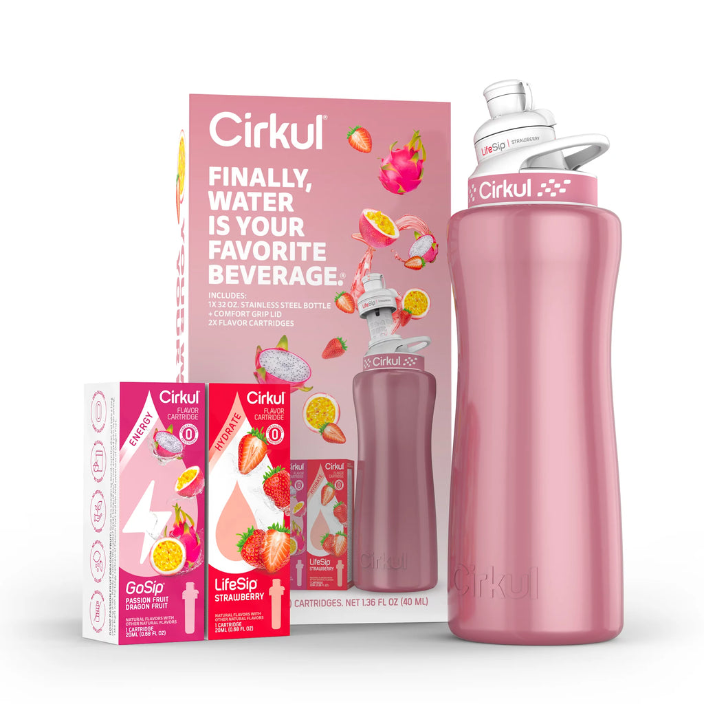 32oz Rose Gold Stainless Steel Water Bottle Starter Kit with Lid and 2 Flavor Cartridges F239969