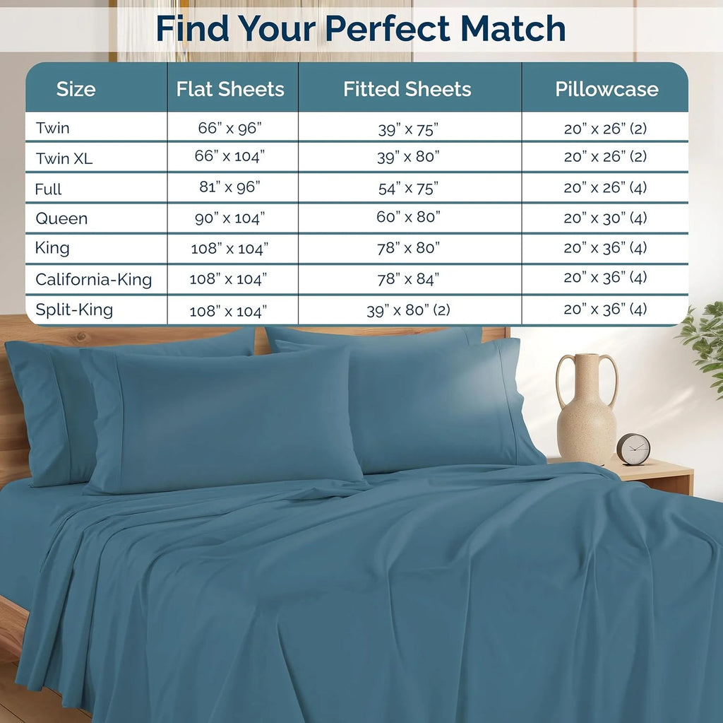 Blue Heaven 6 Piece 100% Cotton Percale Sheet Set F6613