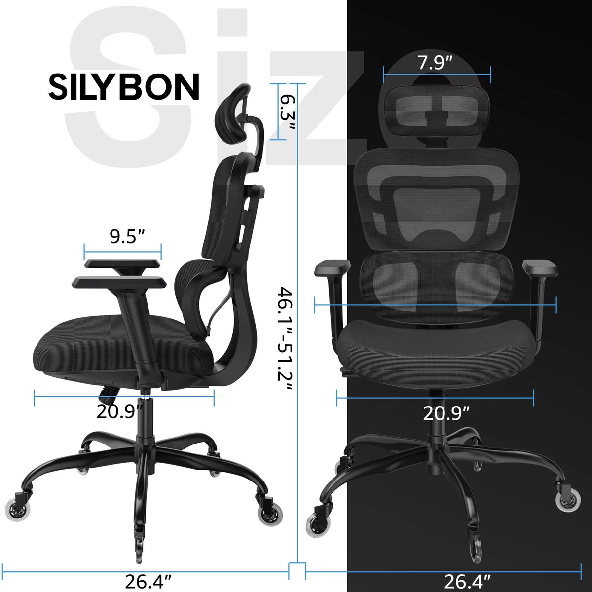 Black Ergonomic Mesh Office Chair with Lumbar Support and Wheels G495