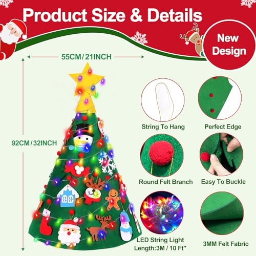 3D DIY Felt Christmas Tree with 20 Hanging Ornaments W838855