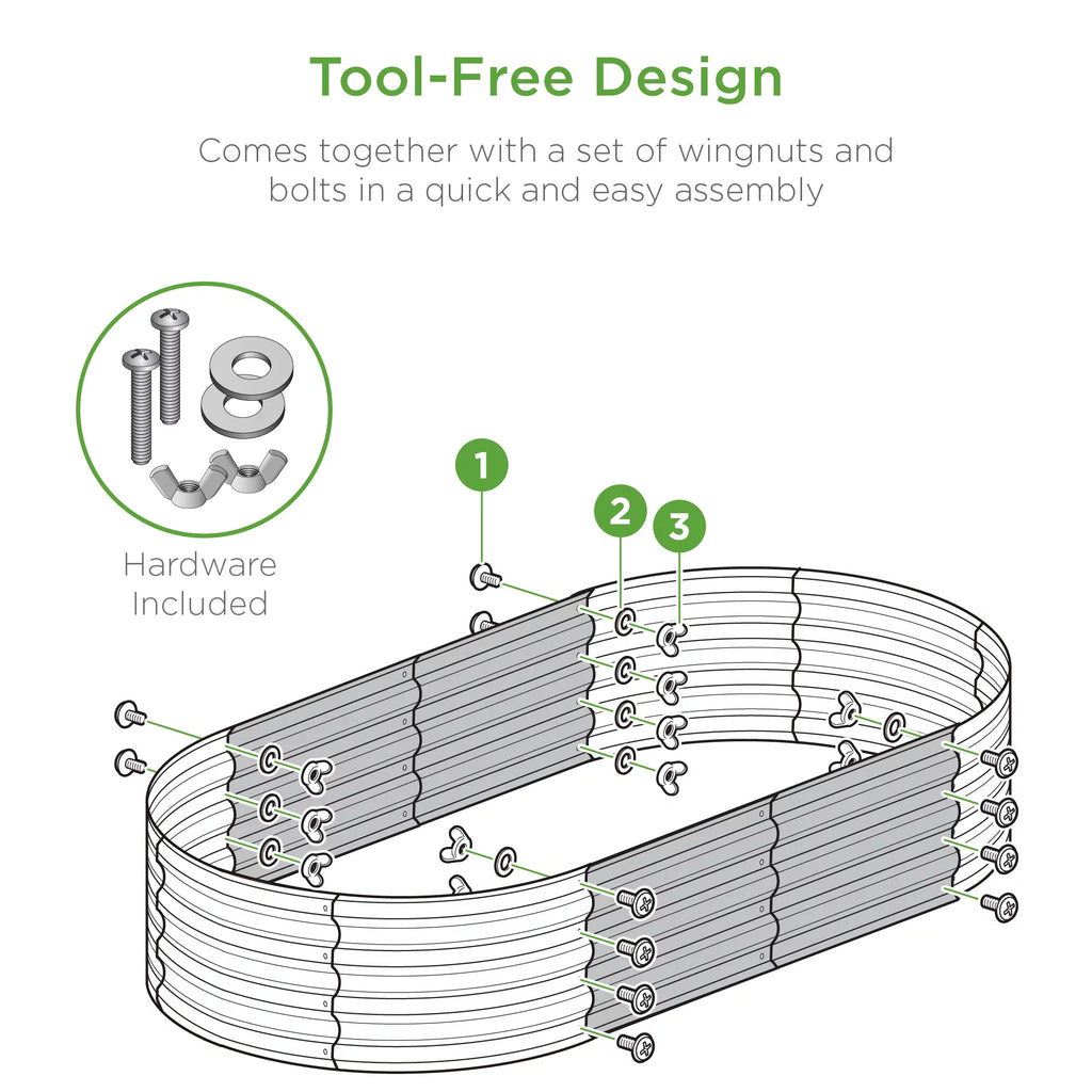 4x2x1ft Outdoor Raised Metal Oval Garden Bed X25045