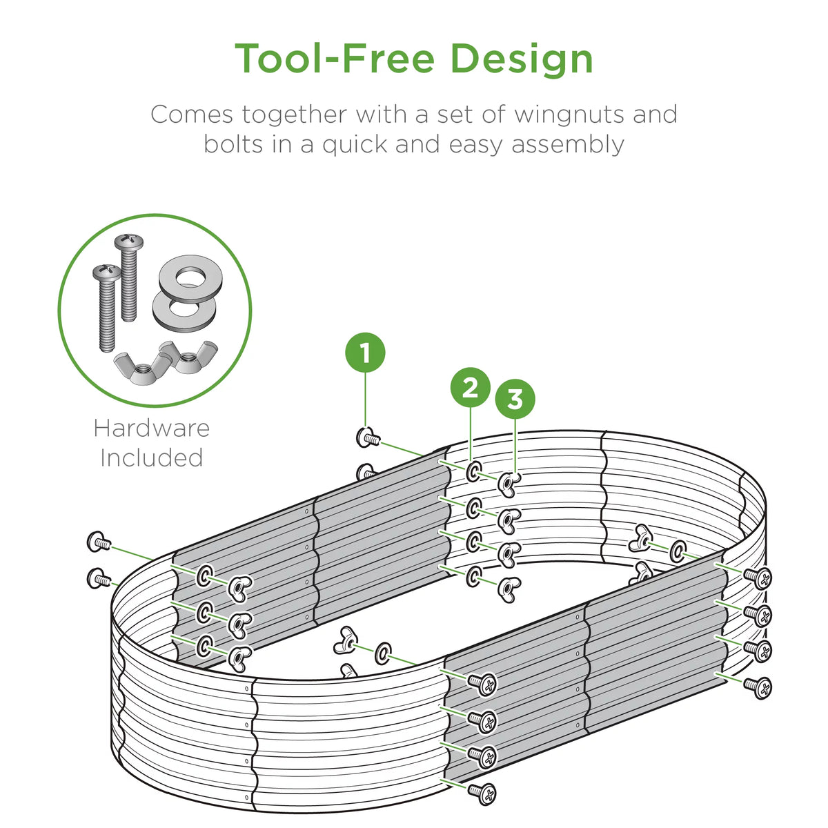 4x2x1ft Outdoor Raised Metal Oval Garden Bed X25045