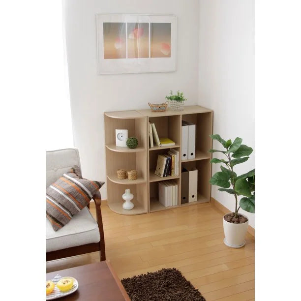 Light Brown 5-Compartment Wood Bookcase Storage Shelf E325