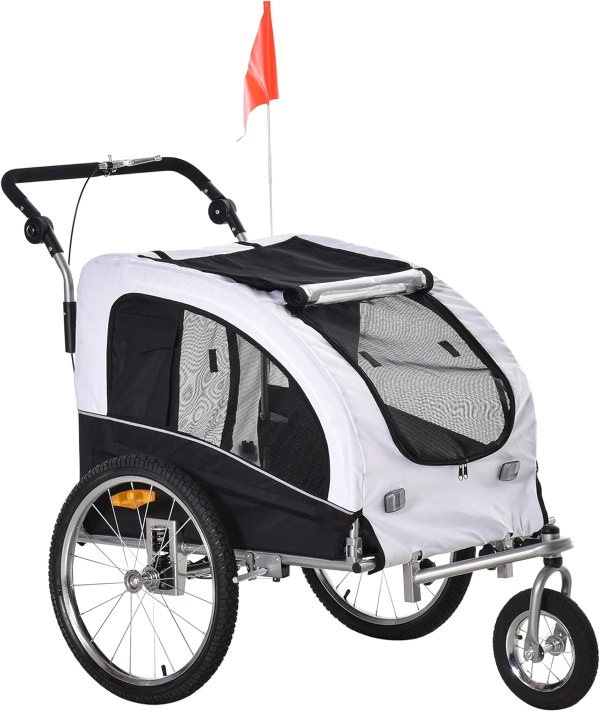 Blue 2-in-1 Dog Bike Trailer Pet Stroller with Canopy U882910