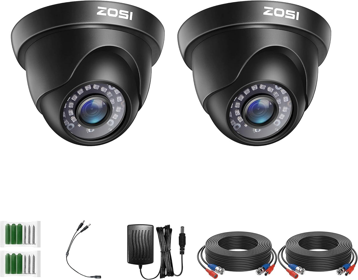 4 Pack 2MP 1080p HD-TVI Black Dome Security Camera with 80ft Night Vision U507111