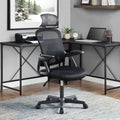 Black Fabric Ergonomic Office Chair with Adjustable Headrest U751342
