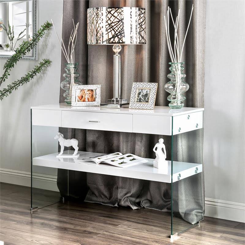 White Storage Console Table A536224
