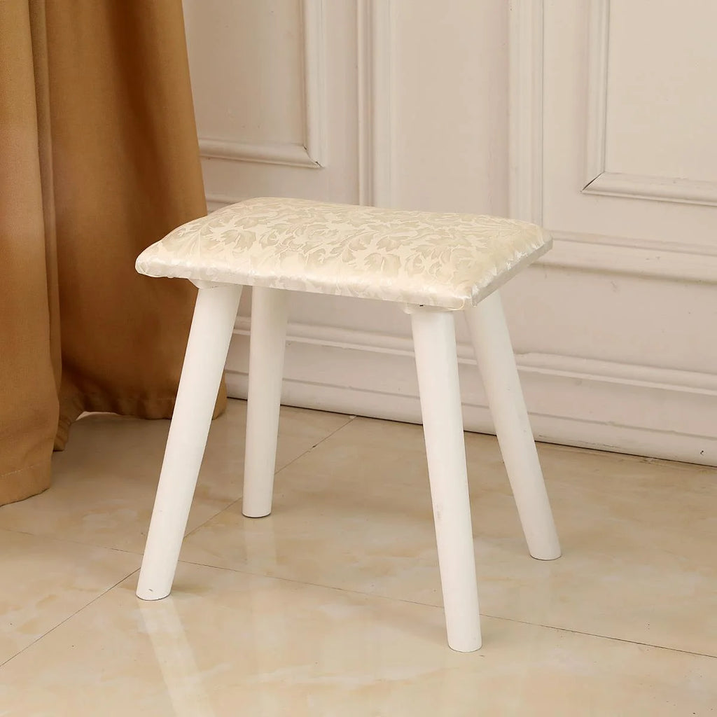White Round Makeup Vanity Table with Lighted Mirror and Cushioned Stool H183605