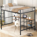 Black Twin Metal Loft Bed with Desk and 4 Shelves T685