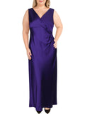 Purple Sleeveless Faux Wrap Formal Dress I5308