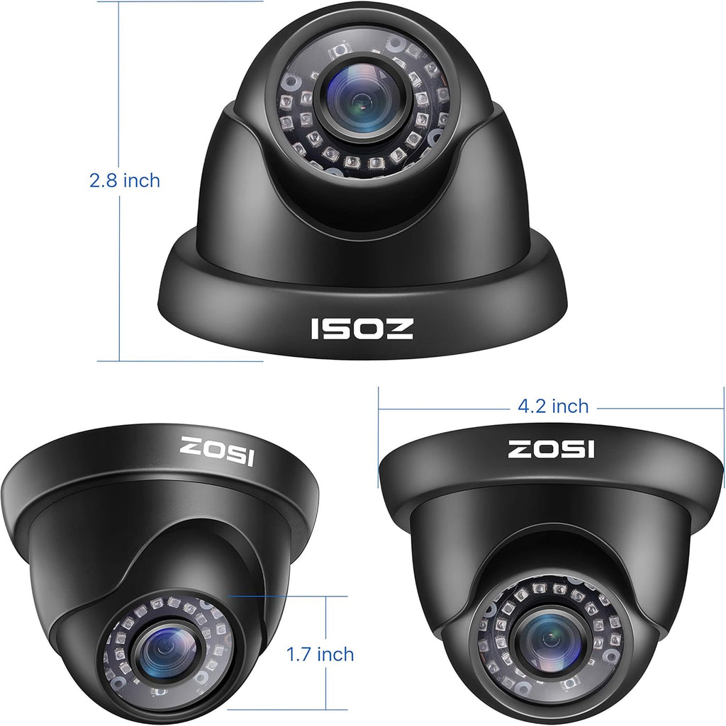 4 Pack 2MP 1080p HD-TVI Black Dome Security Camera with 80ft Night Vision U507111