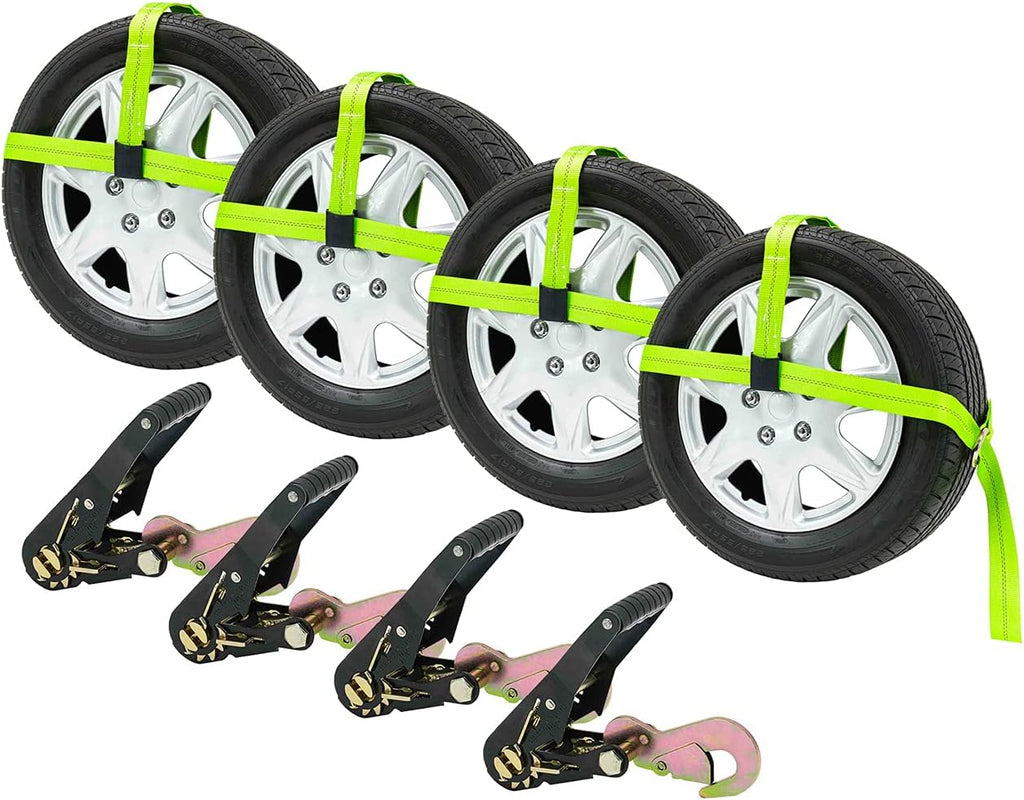 4 Pack 2 x 10' Car Tie Down Ratchet Strap with Flat Hook T6806
