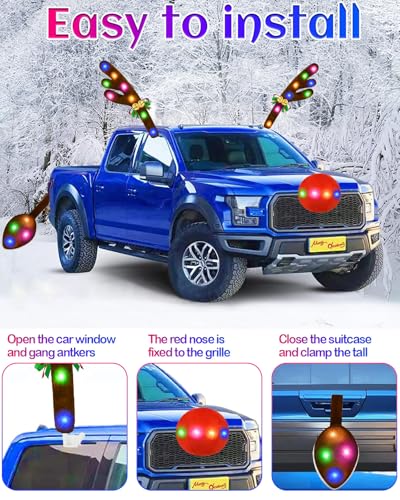 Christmas Reindeer Antlers Car Decoration Kit IP44 Waterproof LED Lights Multicolor B3120