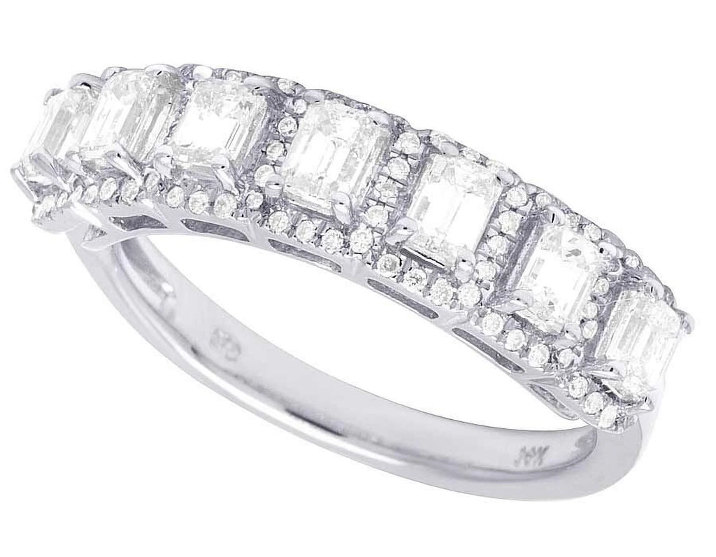 14K White Gold Diamond Emerald Solitaire Ring 1.25 Ct 5MM E819523