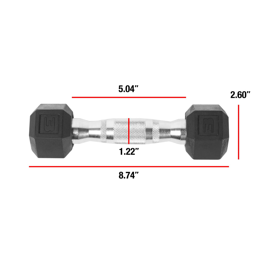 3lb Rubber Hex Dumbbell F1734