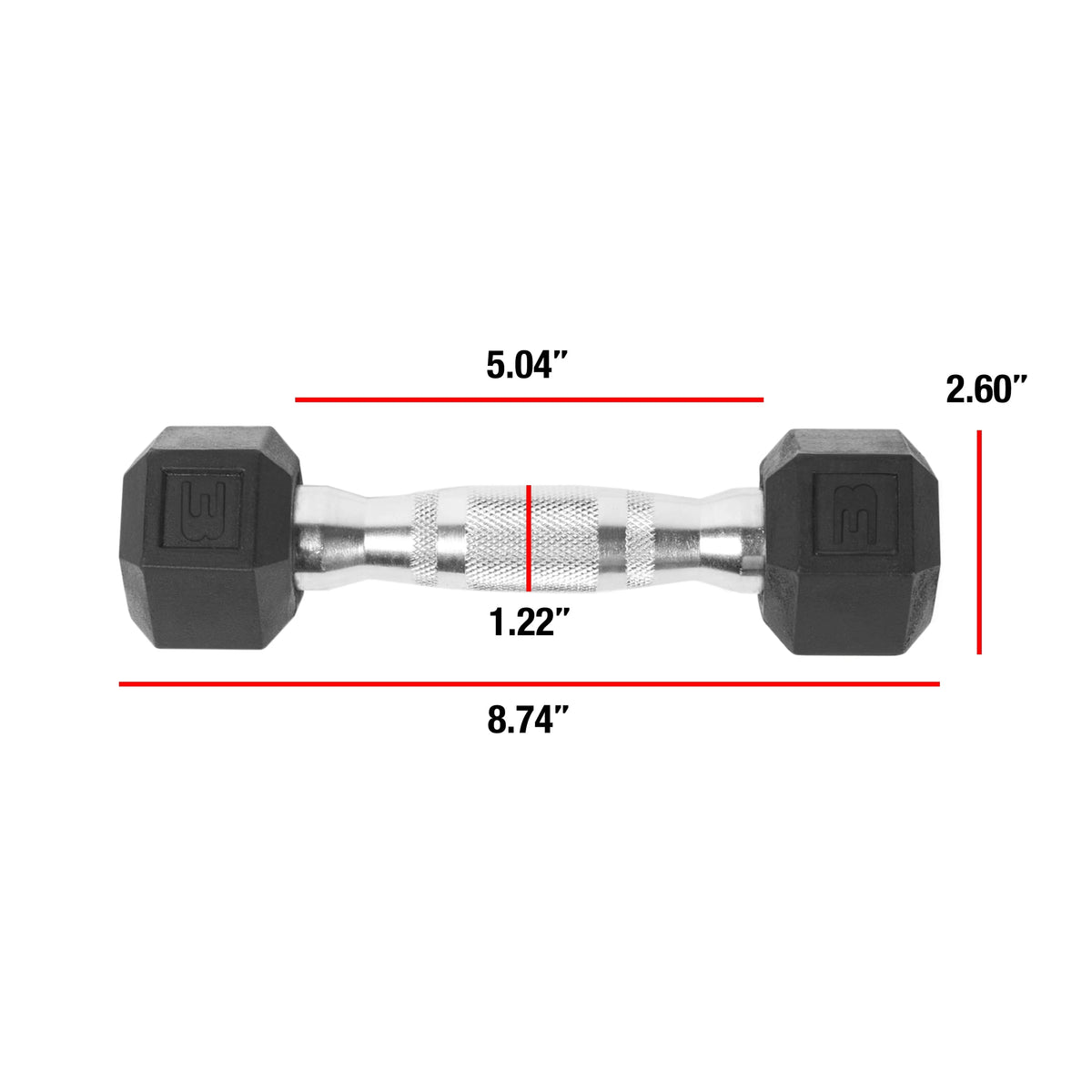 3lb Rubber Hex Dumbbell F1734