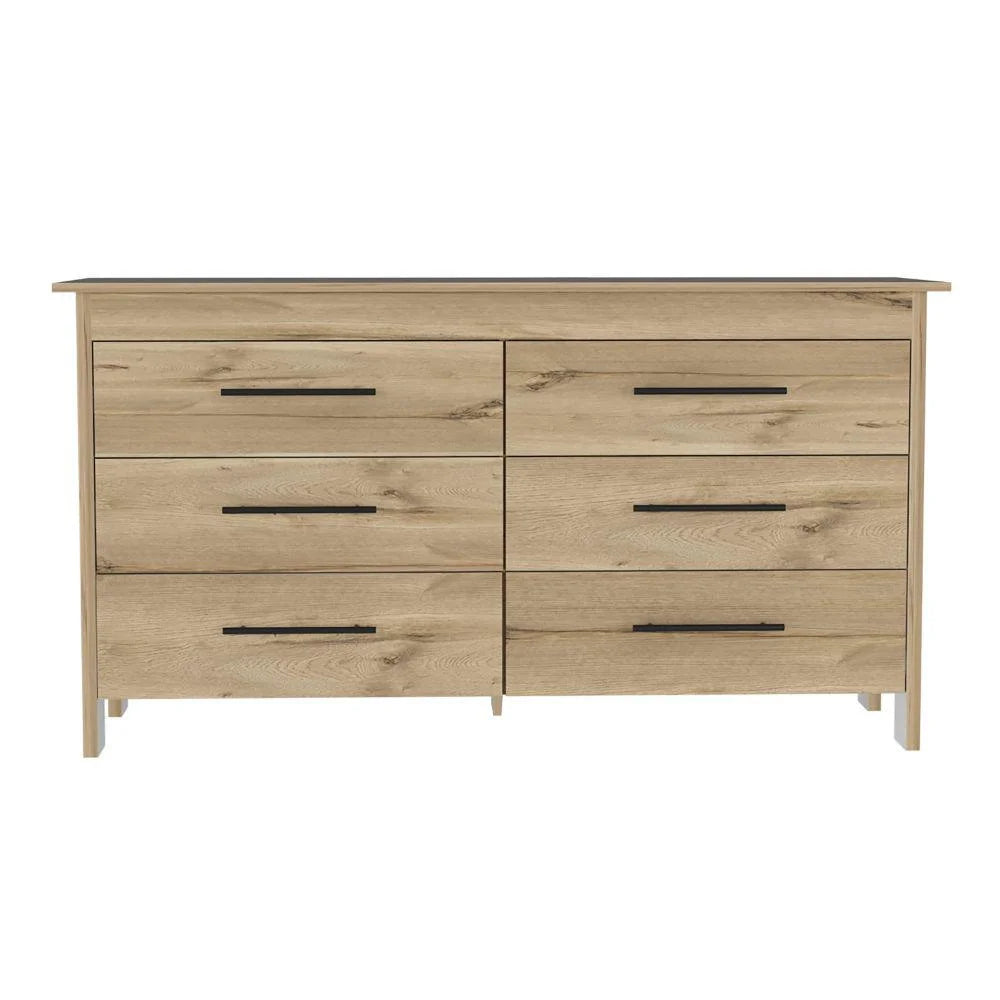Light Oak White 6 Drawer Double Dresser I457
