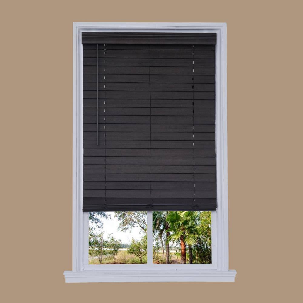 Cordless Walnut Faux Wood Room Darkening Blinds L2368