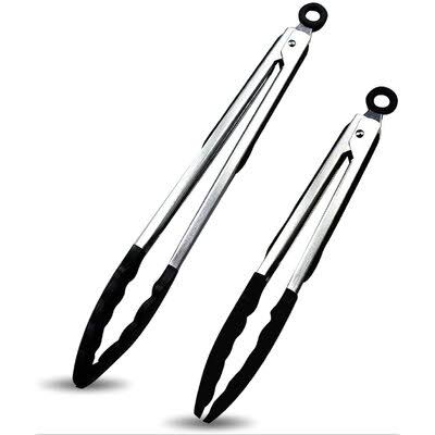 Stainless Steel Locking Cooking Tongs with Silicone Tips O144