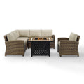 5Pc Outdoor Wicker Sectional Set Sangria/Weathered Brown K58024