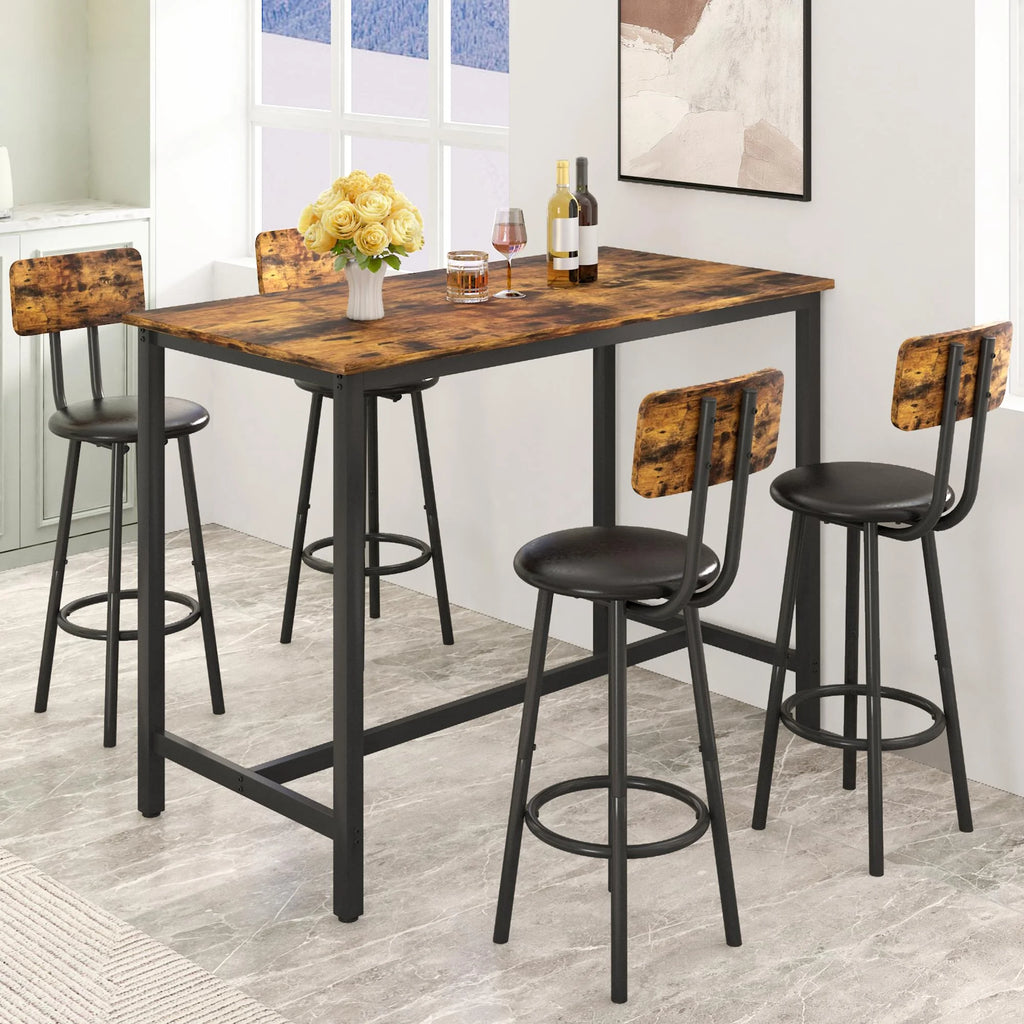 5 Piece Bar Height Dining Table Set with Upholstered Stools B229380