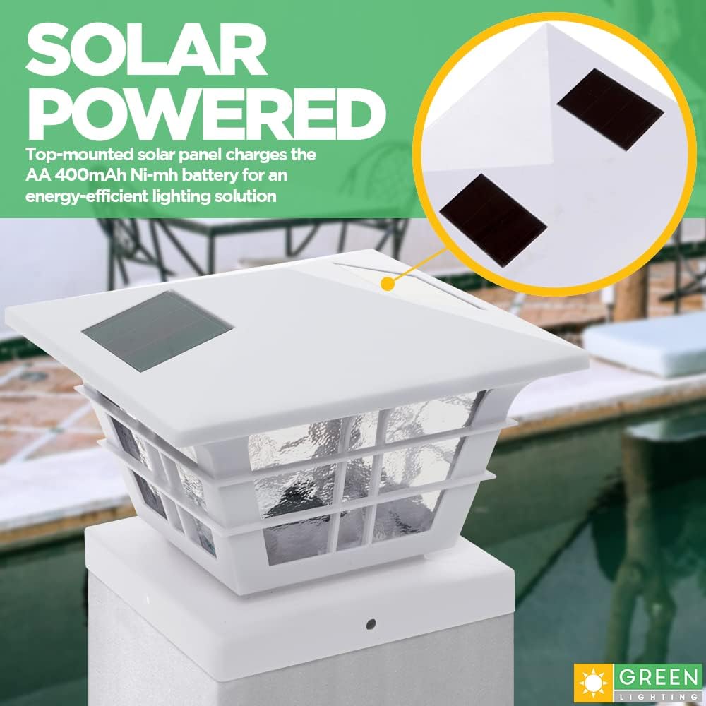 White 4 Pack Solar Powered Post Cap Light with 4x4 Base Adapter L330350