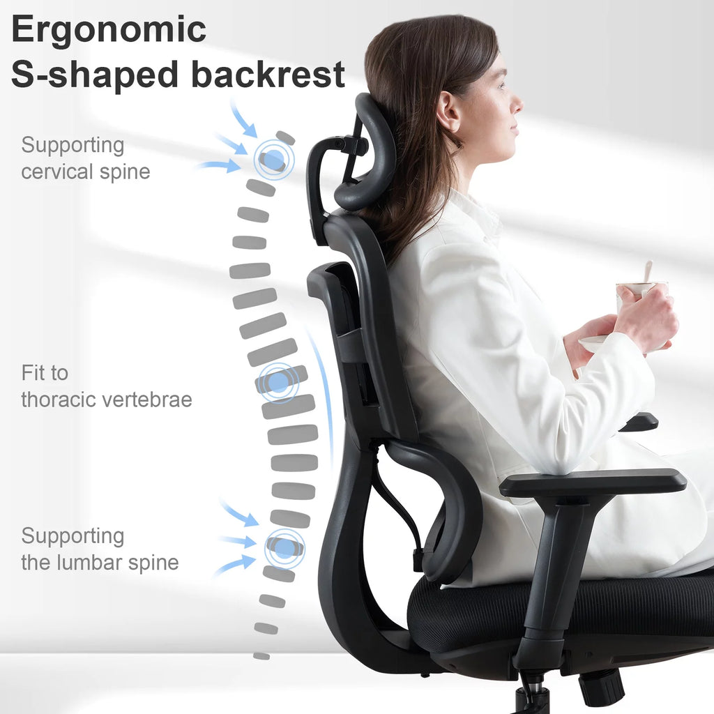 Black Ergonomic Mesh Office Chair with Lumbar Support and Wheels G495
