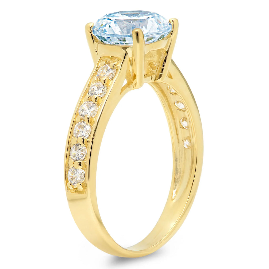 18k Yellow Gold Simulated Diamond Engagement Ring K482