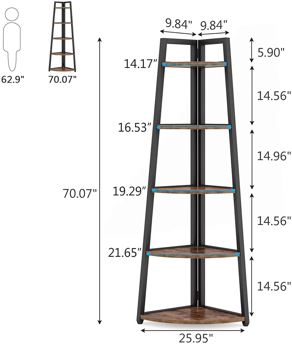 70 inch 5 Tier Corner Bookshelf Z63638